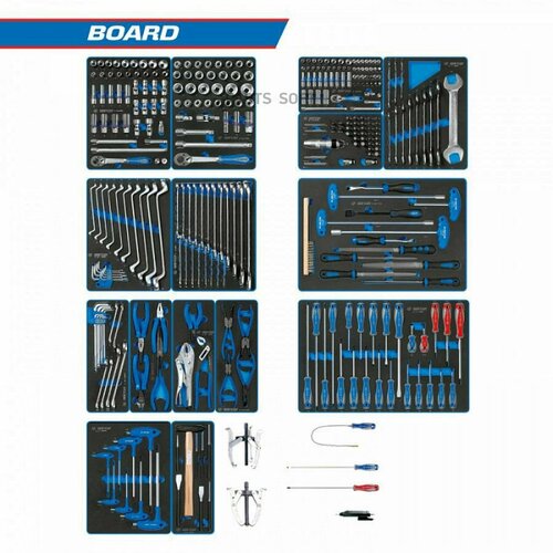 Набор инструментов BOARD для тележки, 15 ложементов, 325 предметов KING TONY 934-325MRVD