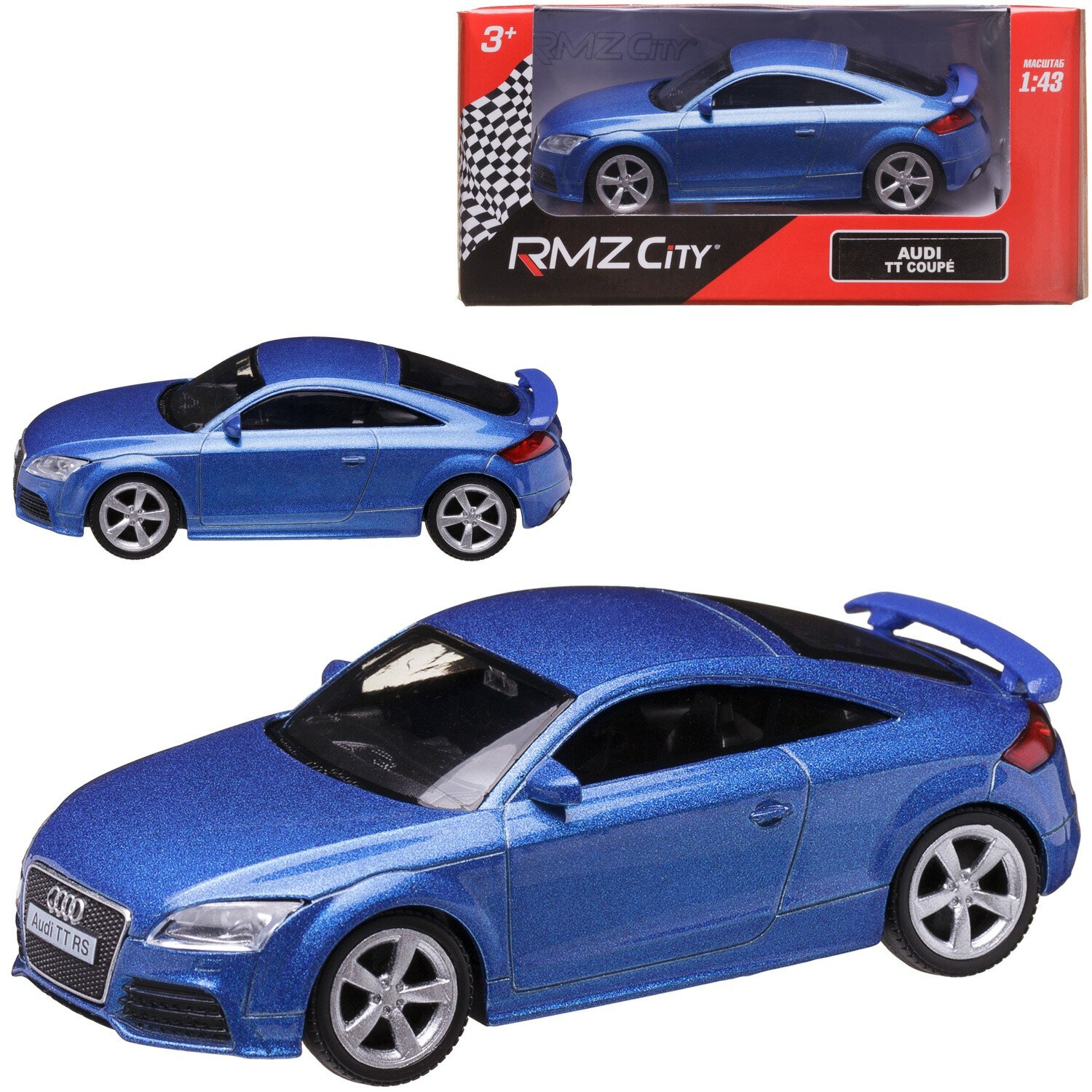 Машинка металлическая Uni-Fortune RMZ City 1:43 Audi TT Coupe, без механизмов, 2 цвета (синий/белый)