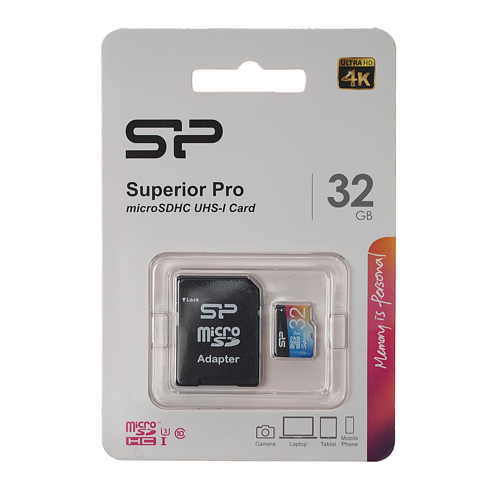 Карта памяти 32GB MicroSD class 10 + SD адаптер SILICON POWER