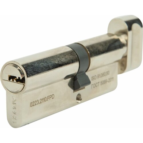 Цилиндр Apecs Pro, 45x35 мм, ключ/вертушка, цвет никель