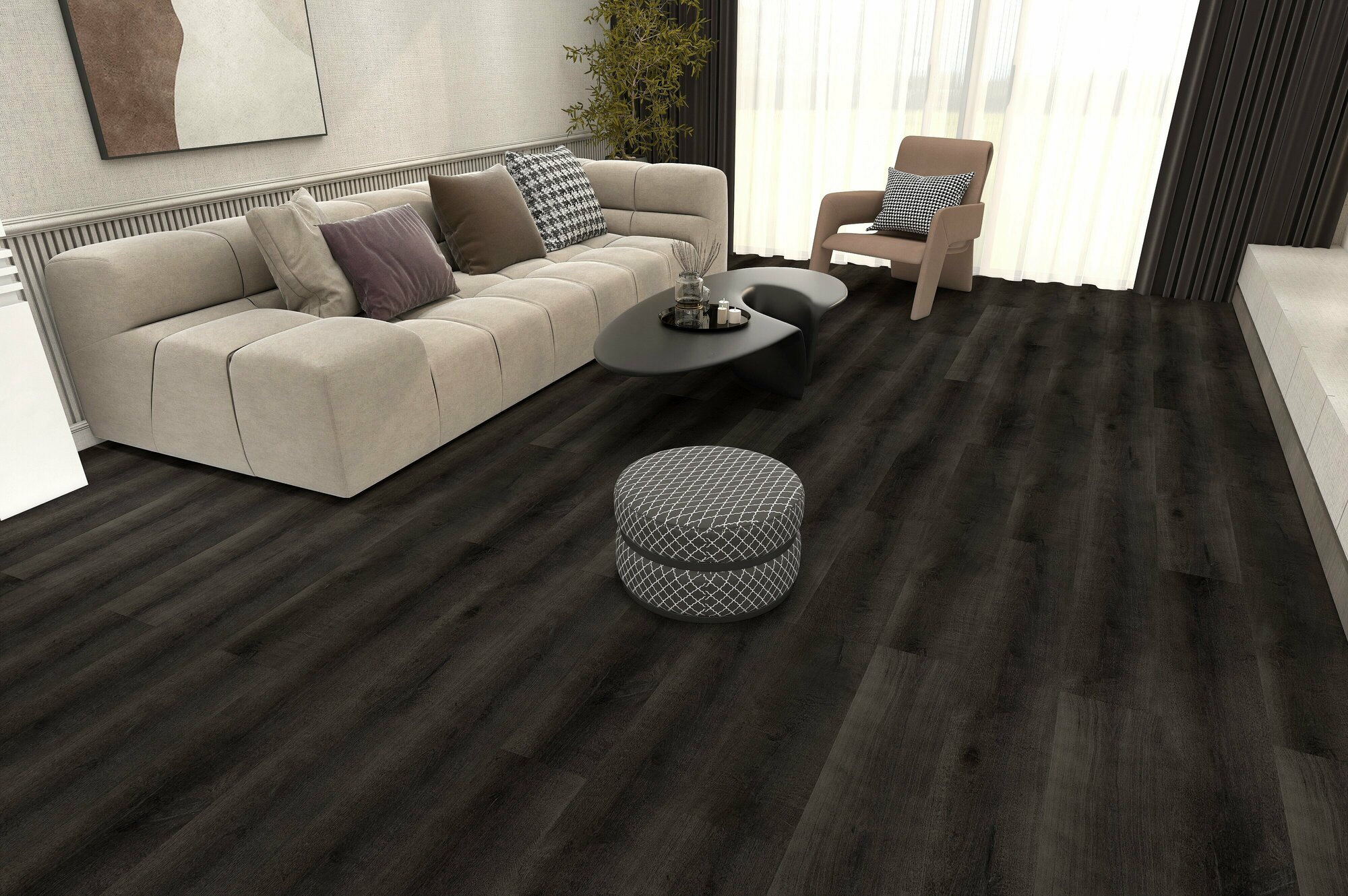 фото Кварцвиниловый ламинат Richfloor Capital 43 класс 4 мм Дуб Оникс