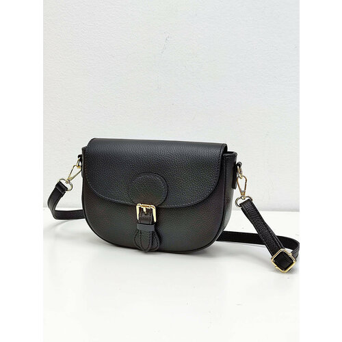 Сумка седло STEFFALINI, фактура зернистая, черный