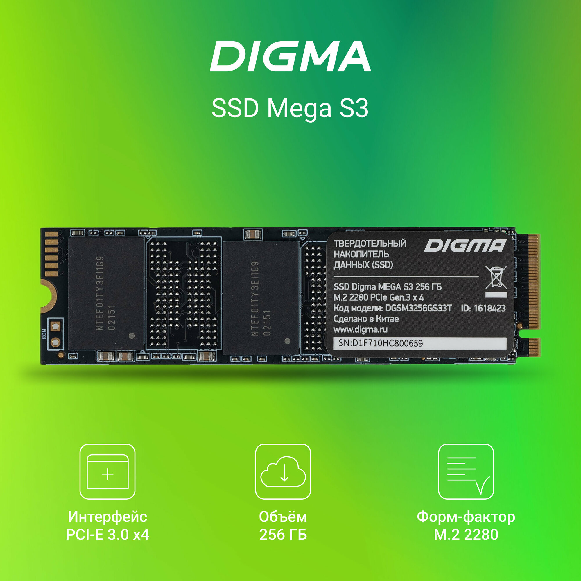 SSD накопитель Digma Mega S3 256ГБ, M.2 2280, PCI-E x4, NVMe, rtl - фото №14