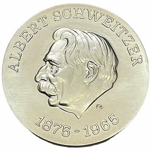 ГДР 10 марок 1975 г. (100 лет со дня рождения Альберта Швейцера - Малый герб) (Гурт без надписи)