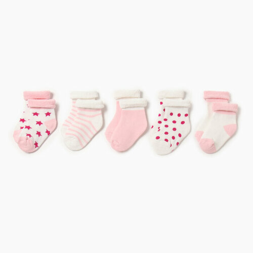 Носки Minaku размер 11/14, розовый, белый набор укороченных детских носков minaku цв р р 35 38 23 26 см