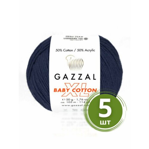 Пряжа Gazzal Baby Cotton XL (Беби Коттон XL) - 5 мотков Цвет: 3438 Т. синий 50% хлопок, 50% акрил, 50 г 105 м