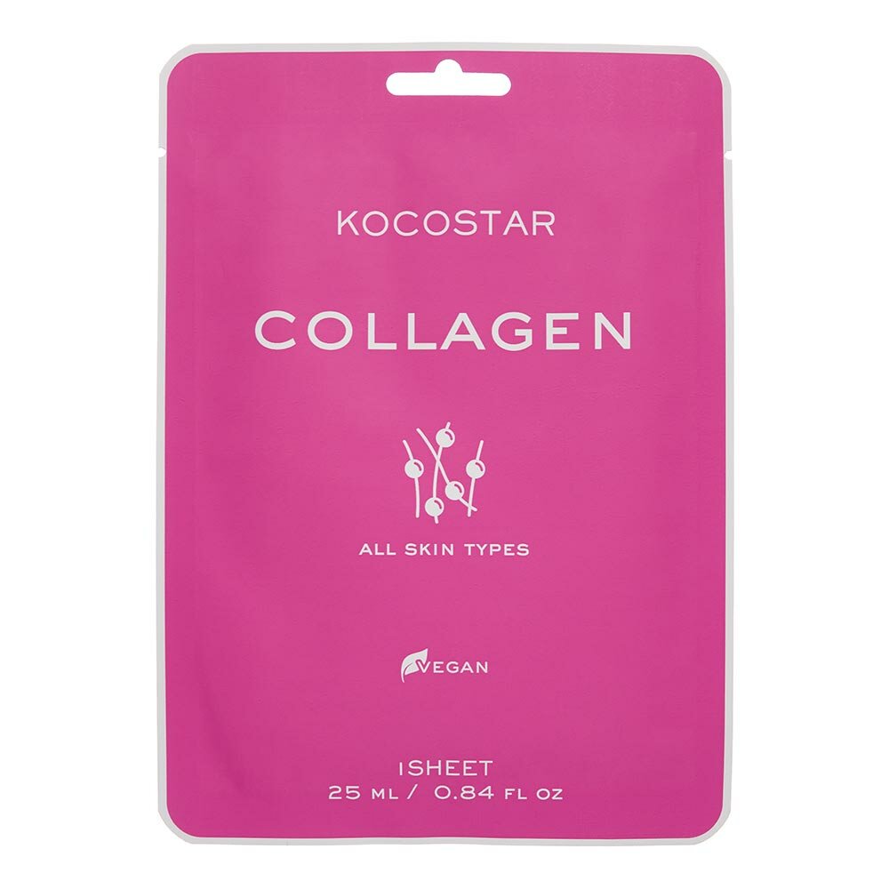 KOCOSTAR Vegan MASK COLLAGEN Увлажняющая тканевая маска для лица с коллагеном