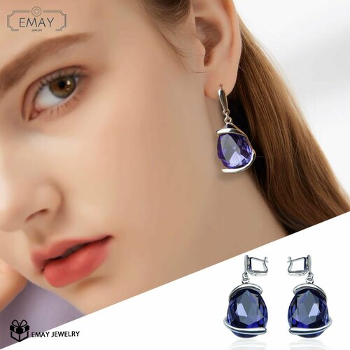 фото Серьги emay, искусственный камень, шпинель, фиолетовый