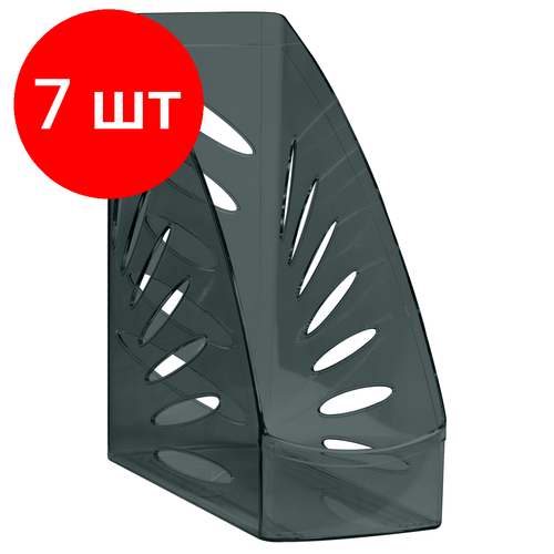 Комплект 7 шт, Лоток для бумаг вертикальный СТАММ Тропик, тонированный черный, ширина 110мм