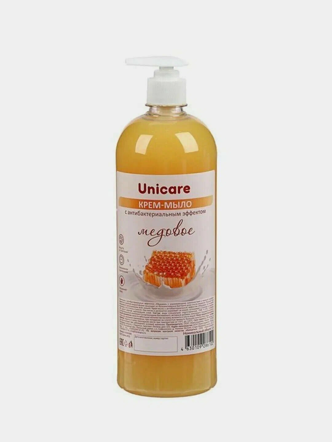 Жидкое мыло Медовое, 1 л с дозатором Unicare