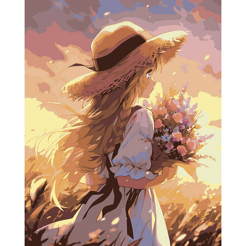 Картина по номерам Природа Девушка в шляпке с букетом цветов картина по номерам две картинки paintboy вазочка с букетом осенних цветов