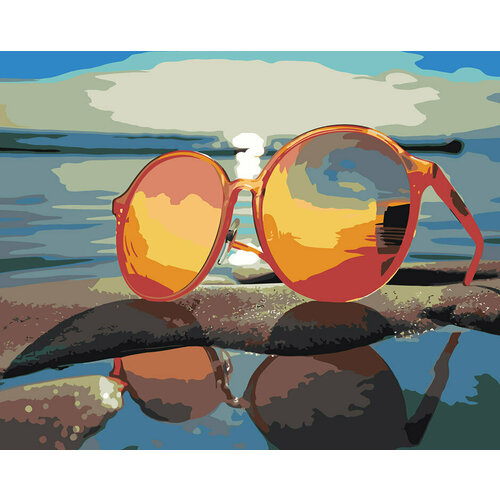 Картина по номерам на холсте Море Яркие очки на пляже 40x50 картина по номерам на холсте море чайки на пляже 40x50