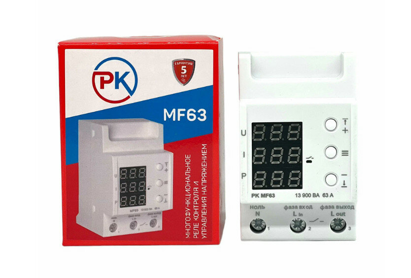 фото Реле контроля многофункциональное РК MF63 (63А, однофазное)