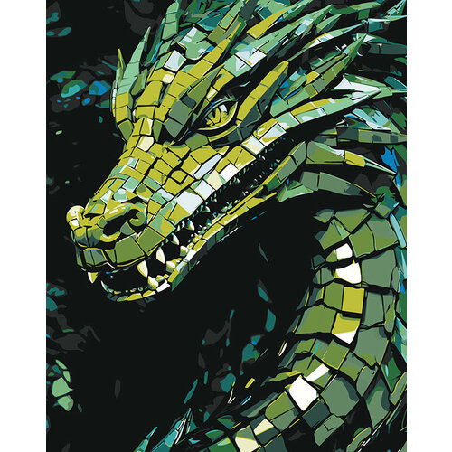 Картина по номерам Зеленый деревянный дракон 5 40x50 картина по номерам маленький зеленый дракон 3 40x50