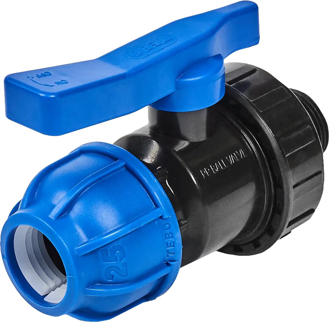 фото Кран ПНД Политэк наружная резьба ø25x3/4" полипропилен