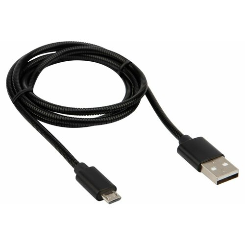 Кабель USB - micro USB REXANT черный металлическая оплетка 1 м 18-4241