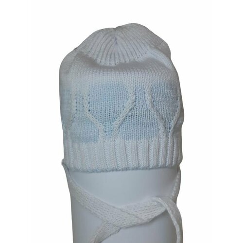 фото Шапка журавлик, размер 38-40, белый, голубой