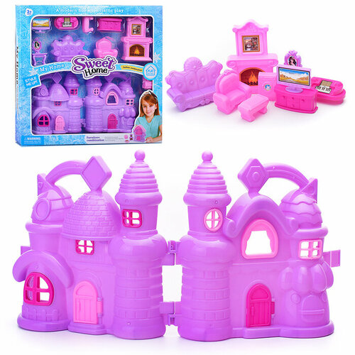 Дом для кукол 338-21 Сказочный замок с аксессуарами, в коробке набор мебели для кукол 877b 5 сказочный замок в коробке