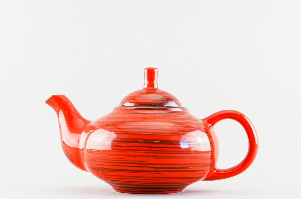 Чайник заварочный 1000 мл Борисовская керамика Кроха Оранжевая полоска