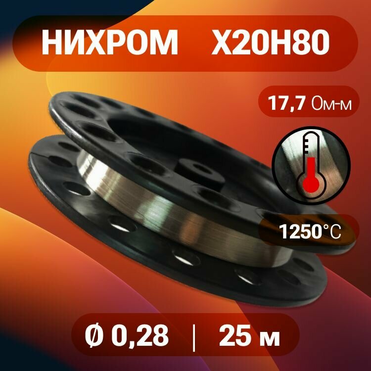 Проволока нихром 028 мм на катушке 25 м / нихром х20н80