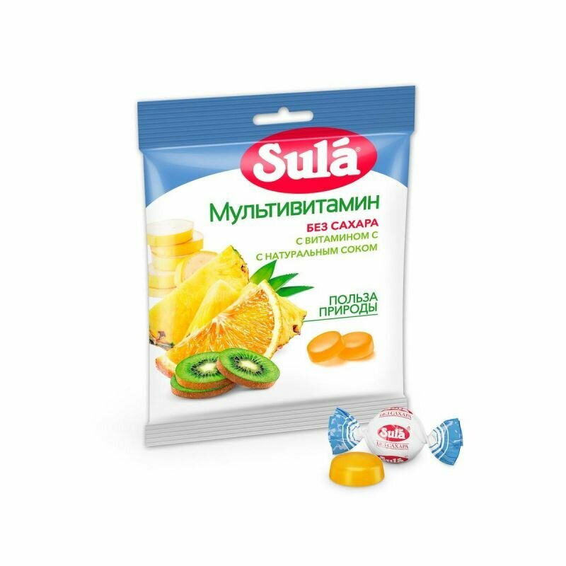 Леденцы Sula Мультивитамин без сахара, 60г...
