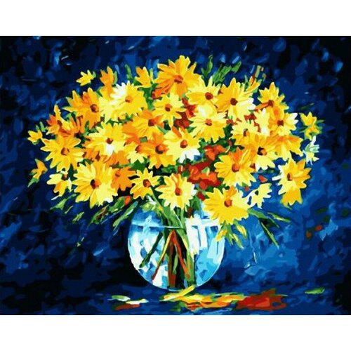 Алмазная мозаика картина стразами Букет жёлтых цветов в вазе, 40х50 см