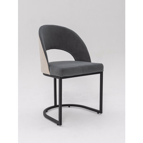 TOMGROUP Стул Oscar Grafit-ivory Romb / Black с черным металлическим каркасом, двухцветный с узором ромб