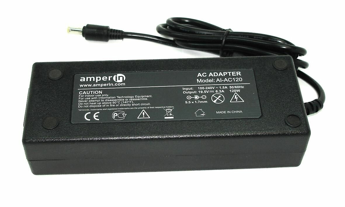 Блок питания (сетевой адаптер) Amperin AI-AC120 для ноутбуков Acer, 19V, 6.3A, 5.5x1.7мм, код 017636