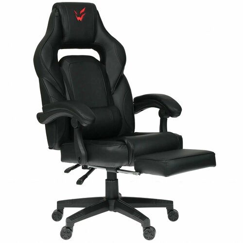 Игровое геймерское компьютерное ортопедическое кресло на колесиках для дома с подлокотниками из экокожи, черное, 1 шт.