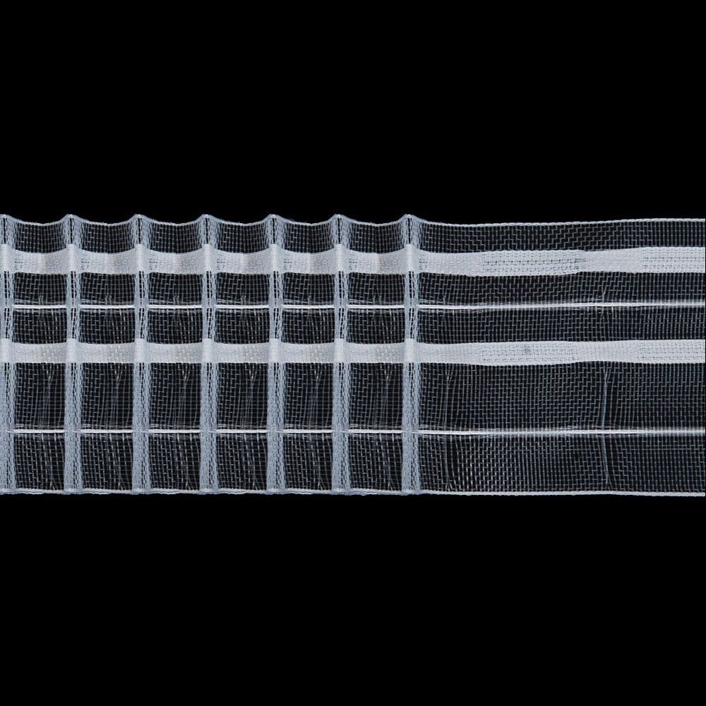 Шторная лента с петлями для крючков 6см*50м 'Параллельная складка' 2 ряда петель 2 шнура прозрачная Айрис