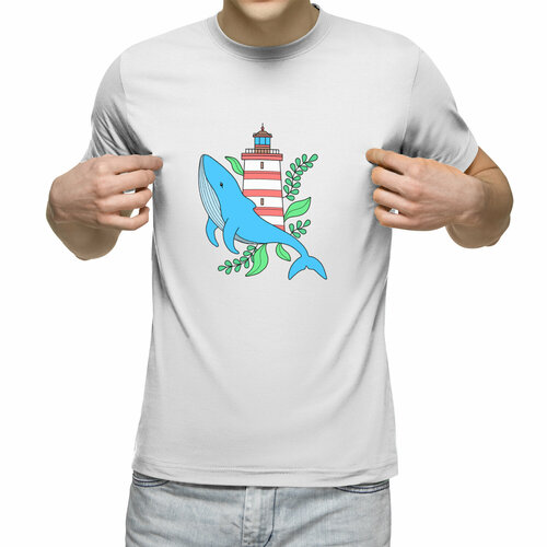 мужская футболка маяк и веселый кит l белый Футболка Us Basic, размер 2XL, белый