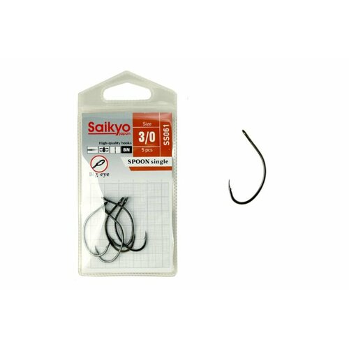 фото Крючки saikyo ss061-bn spoon single №3/0 (1 упк. по 5 шт.)