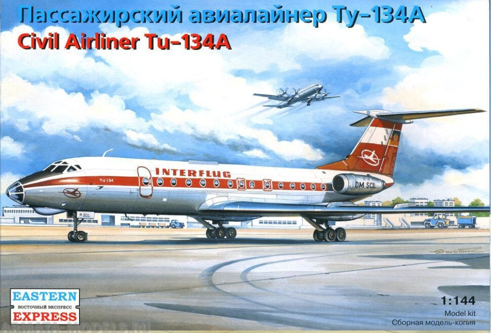 Сборная модель самолета Авиалайнер Ту-134А (1/144) EE14416