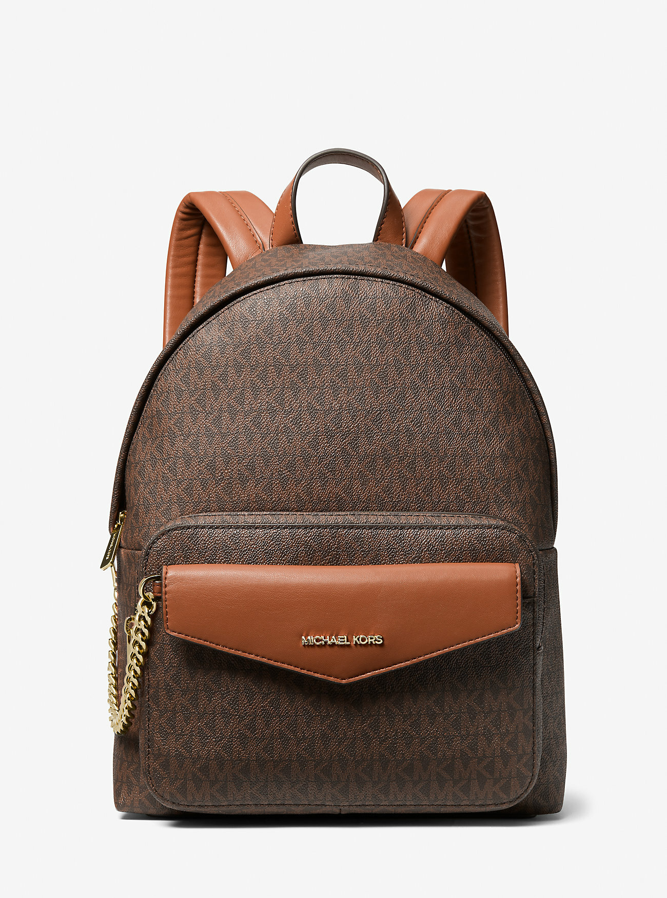 фото Рюкзак Michael Kors темно-коричневый в монограмму в комплекте со съемным клатчем-конвертом
