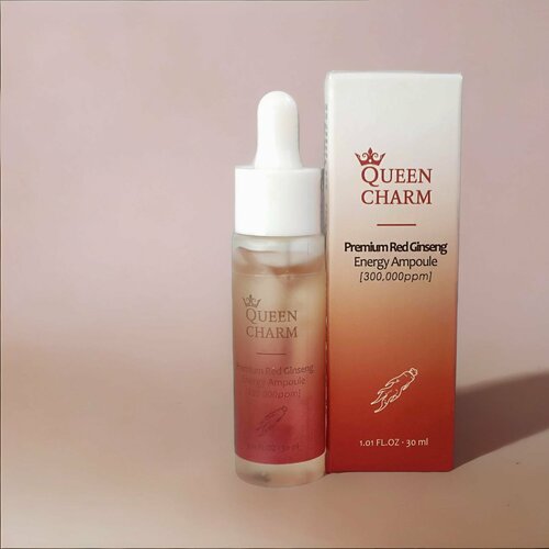 Ампульная сыворотка для лица с экстрактом красного женьшеня 30% QUEEN CHARM Premium Ampoule, антивозрастная30мл