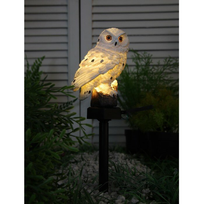 Садовый светильник на солнечной батарее «Полярная сова» 45 см 1 LED свечение тёплое белое