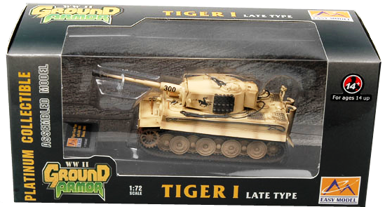 Собранная и покрашенная модель немецкого танка Tiger I (поздний) 1/72