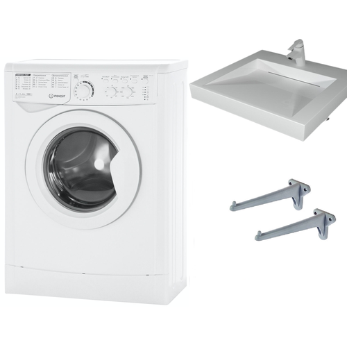 Стиральная машина Indesit IWUC 4105 с раковиной Берта 55 над стиральной машиной 3635000₽