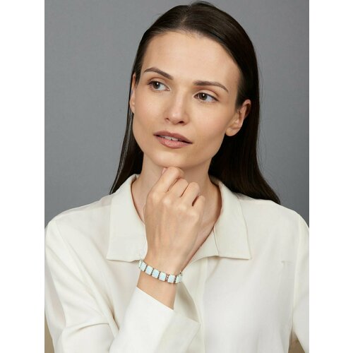 фото Браслет, опал, размер 18 см, серебряный, белый bijuton