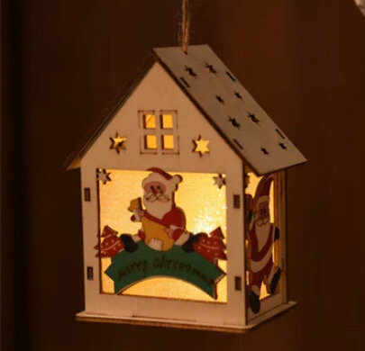 фото Новогодний светодиодный светильник "Новогодний Домик" деревянный