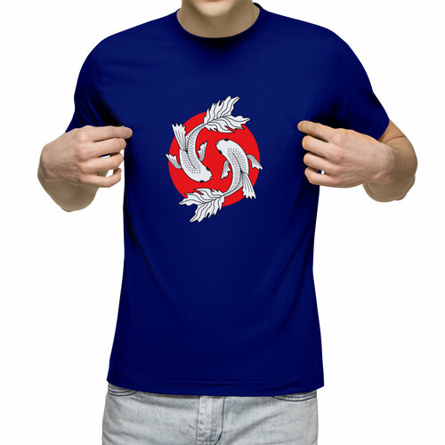 Футболка Us Basic, размер L, синий мужская футболка рыбы знак зодиака l белый