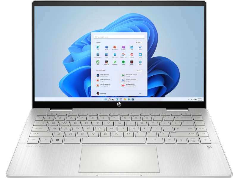 Ноутбук HP Pavilion x360 14-ek1006nia 14 (1920x1080) IPS сенсорный/Intel Core i5-1335U/8ГБ DDR4/512ГБ SSD/Iris Xe Graphics/Win 11 Home серебристый (7Z