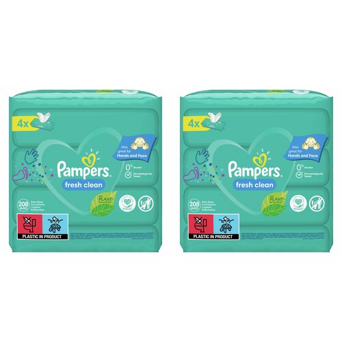 Pampers Детские влажные салфетки Fresh Clean Quatro, 4х52шт, 2 уп /