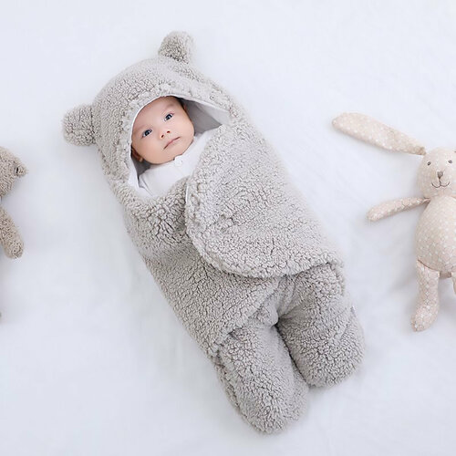 фото Плюшевая пеленка для новорожденных gray teddy innopax