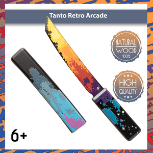Деревянный нож Танто Аркада / Tanto Retro Arcado / нож с футляром на магнитах и подставкой / Words of standoff