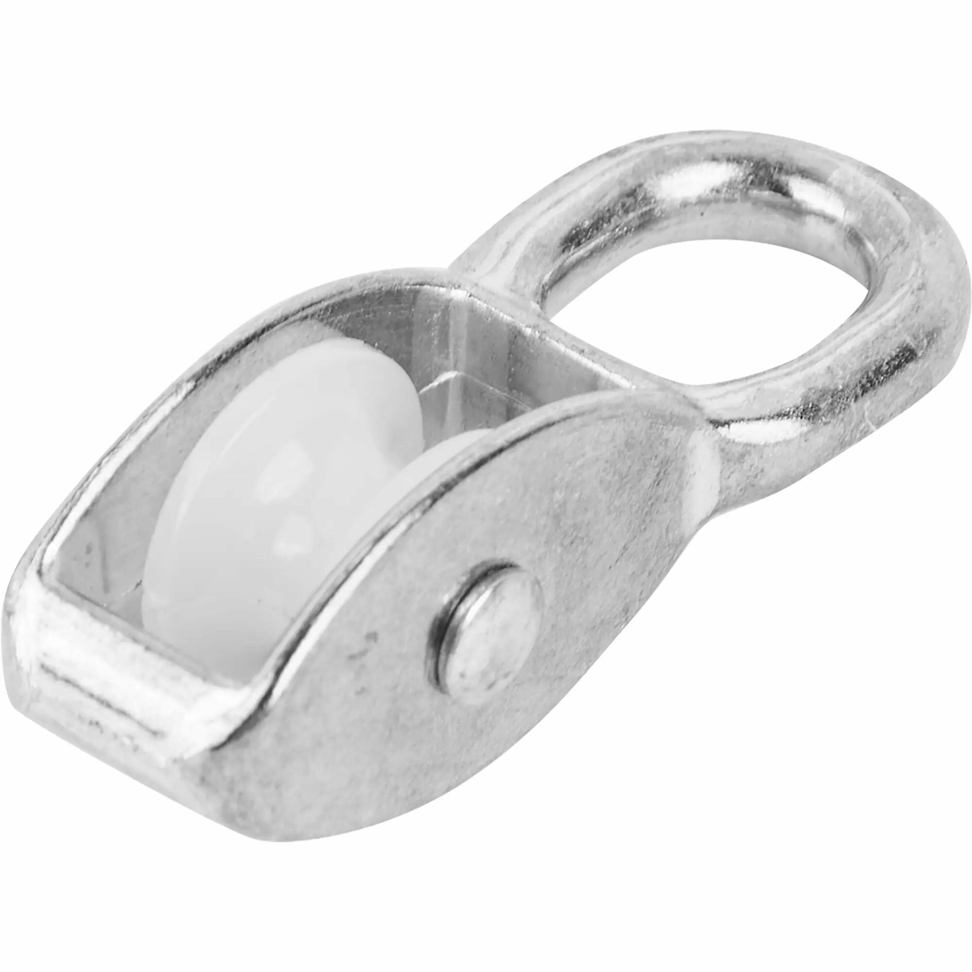 фото Блок одинарный с проушиной с пластиковым шкивом оцинкованный 15 мм