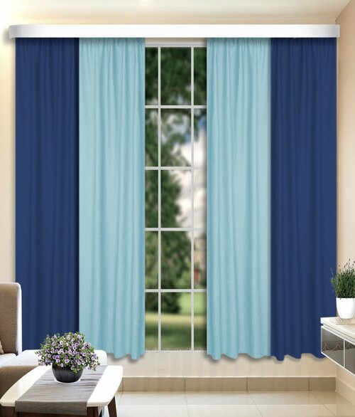 КаСЛ Классические шторы Belinda цвет: синий, голубой (160х260 см - 2 шт)