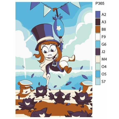 Детская картина по номерам P365 Игра A HAT IN TIME (Шляпа Времени). Шляподевочка (Hat Kid) 20x30