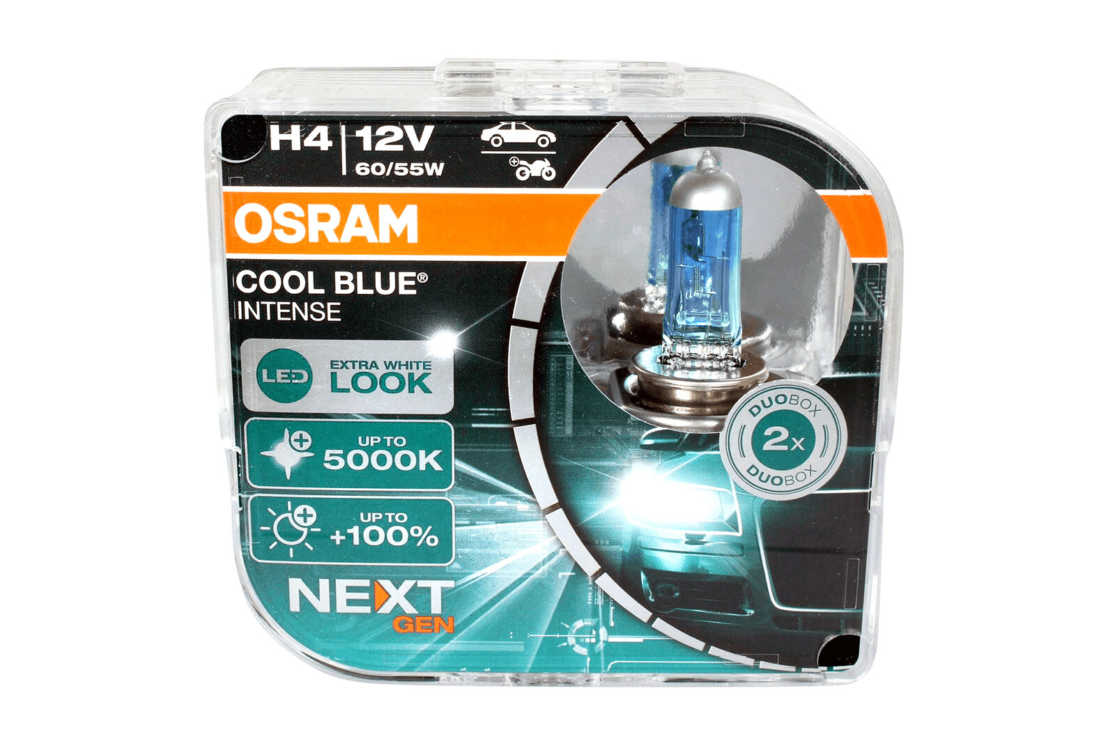 Набор ламп 12Vx60/55W H4 p43 OSRAM COOL BLUE INTENSE (NextGen) O-64193 CBN2 EURO