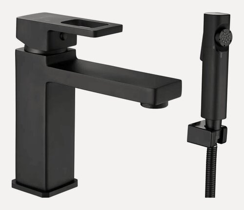 Изображение товара Смеситель для раковины с гигиеническим душем Shevanik S8271H черный